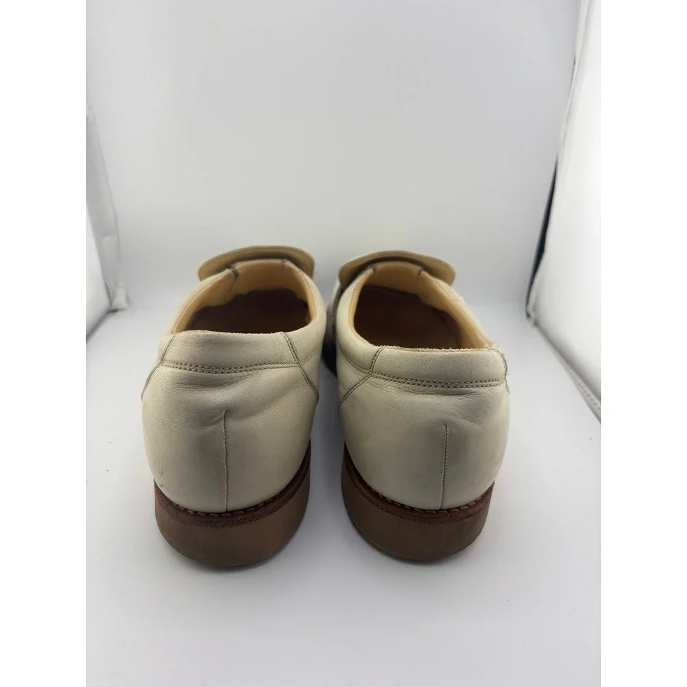 Dr Scholls Mens 9.5 Off White Leather Monk Strap Loafers Vibram Sole M79158